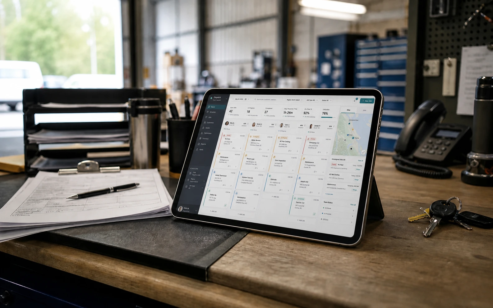 Custom software running on a tablet in a field work setting